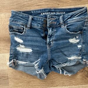 American Eagle Outfitters Women's Ripped Blue Jean Shorts
